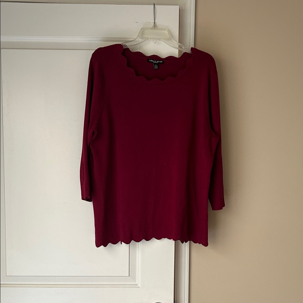 Cable & Gauge Rich Red Knit Top